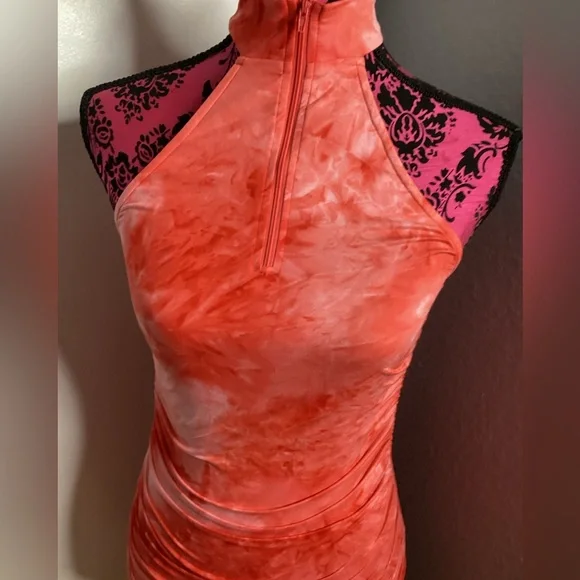 Tie-Dye Halter Mini Dress in Coral M - Picture 3 of 16